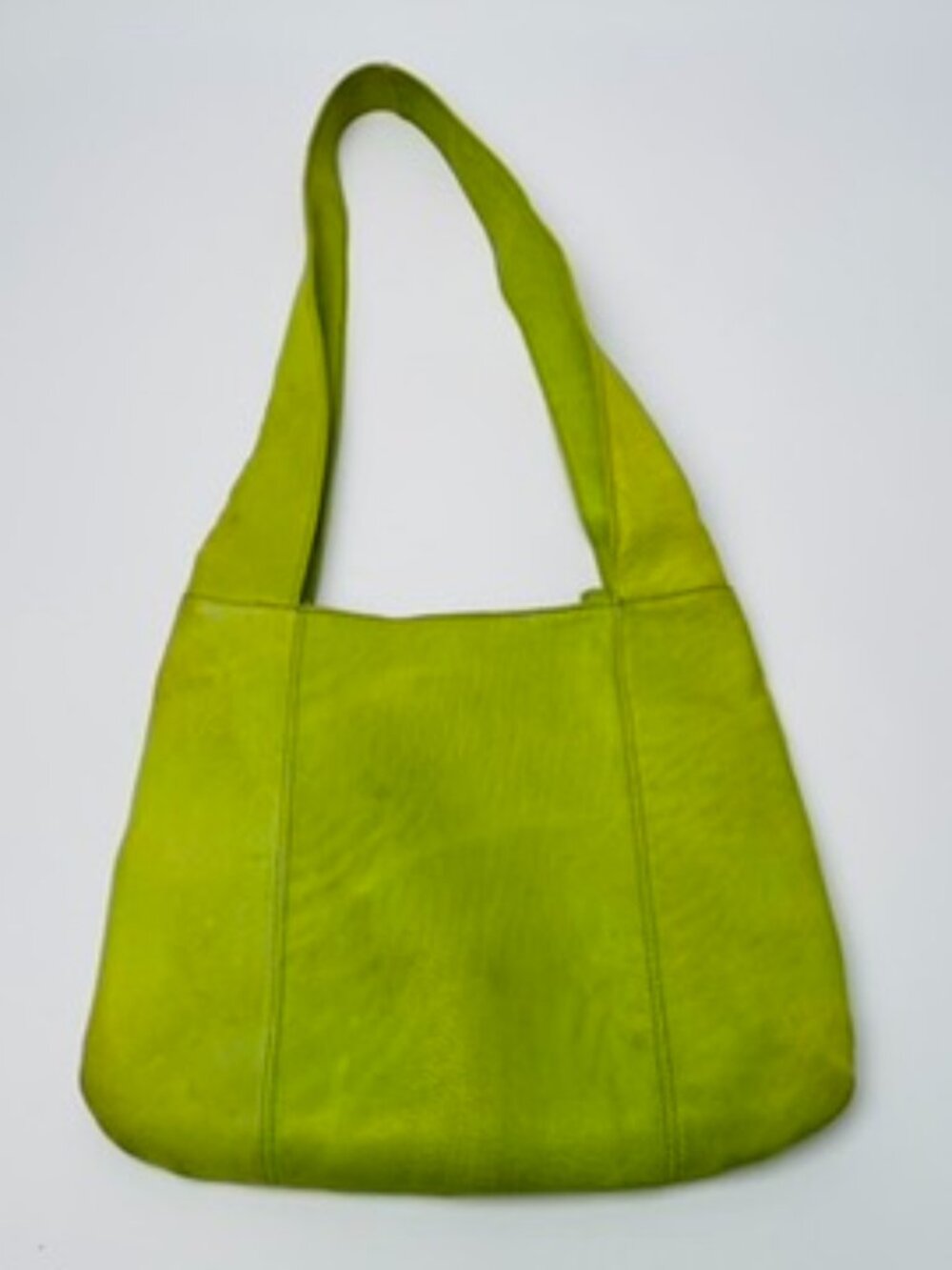 SABINA New York Real Leather Ergonomic Hobo Shoulder Bag Lime Green Chartreuse